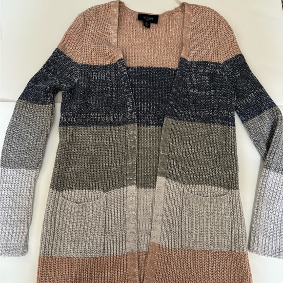 I.N Girl Multicolor Long Sleeve Knit Open Front Sweater Cardigan - Size L - Picture 1 of 2